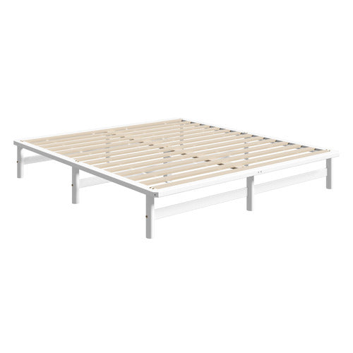 LIVING FUSION WHITE ELLISHA PINE WOOD BED BASE