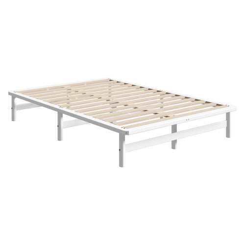 LIVING FUSION WHITE ELLISHA PINE WOOD BED BASE