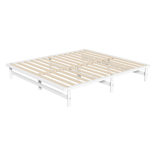 LIVING FUSION WHITE ELLISHA PINE WOOD BED BASE