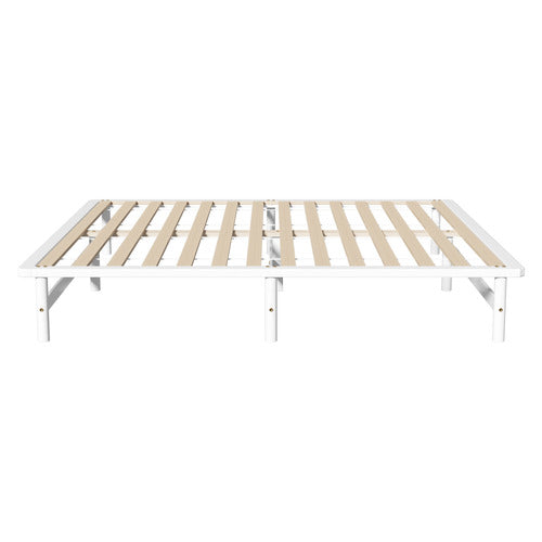 LIVING FUSION WHITE ELLISHA PINE WOOD BED BASE