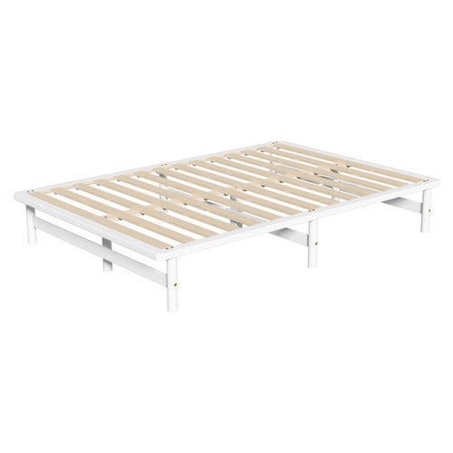 LIVING FUSION WHITE ELLISHA PINE WOOD BED BASE