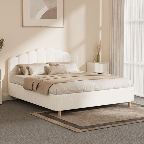 LIVING FUSION WHITE ELLORA BOUCLE BED FRAME