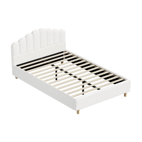 LIVING FUSION WHITE ELLORA BOUCLE BED FRAME