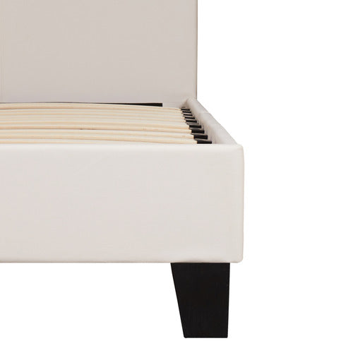 MIKASA FURNITURE WHITE MAKOTO FAUX LEATHER BED FRAME