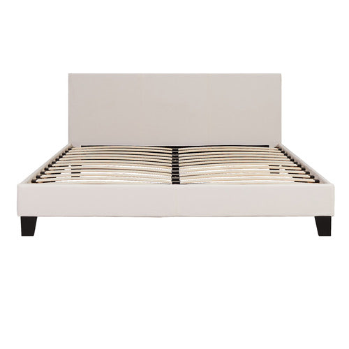 MIKASA FURNITURE WHITE MAKOTO FAUX LEATHER BED FRAME