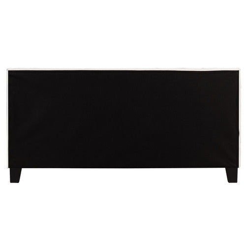 MIKASA FURNITURE WHITE MAKOTO FAUX LEATHER BED FRAME