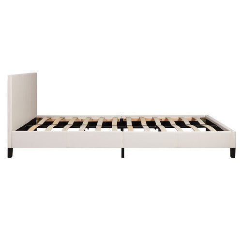 MIKASA FURNITURE WHITE MAKOTO FAUX LEATHER BED FRAME