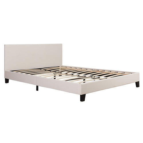 MIKASA FURNITURE WHITE MAKOTO FAUX LEATHER BED FRAME