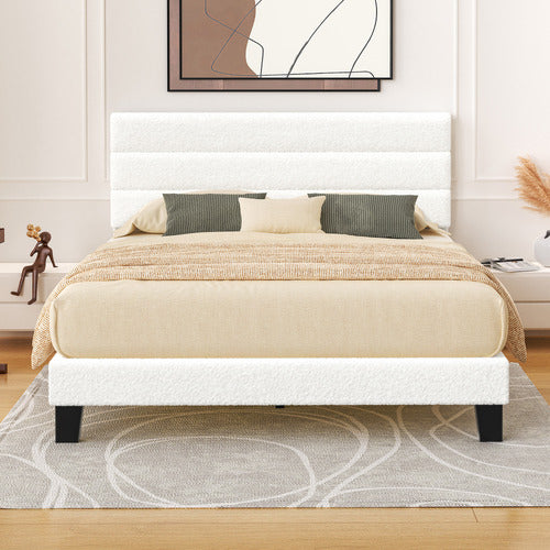 HOXTON ROOM WHITE PRESTON BOUCLE BED FRAME