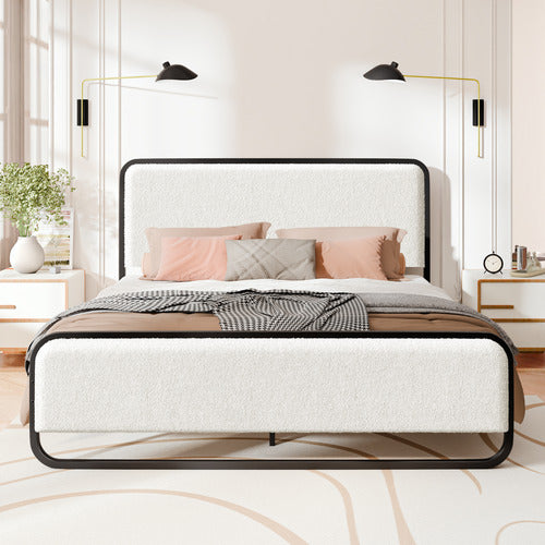 HOXTON ROOM WHITE STEPHAN BOUCLE BED FRAME