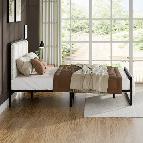 HOXTON ROOM WHITE STEPHAN BOUCLE BED FRAME