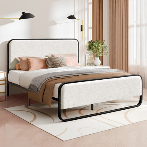 HOXTON ROOM WHITE STEPHAN BOUCLE BED FRAME