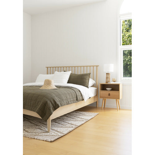 WHITE WASHED LIAM PINE WOOD BED