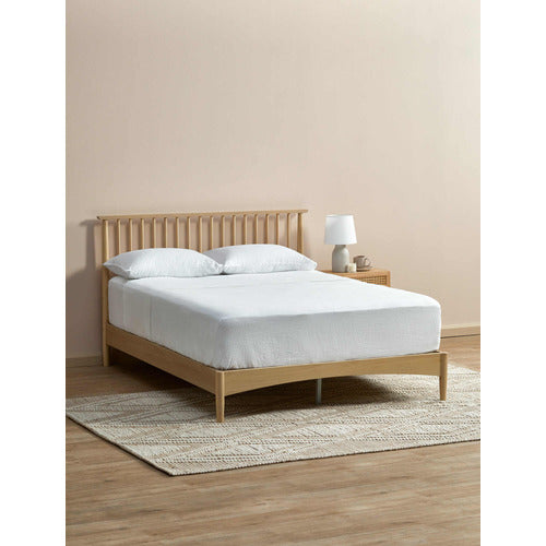 WHITE WASHED LIAM PINE WOOD BED