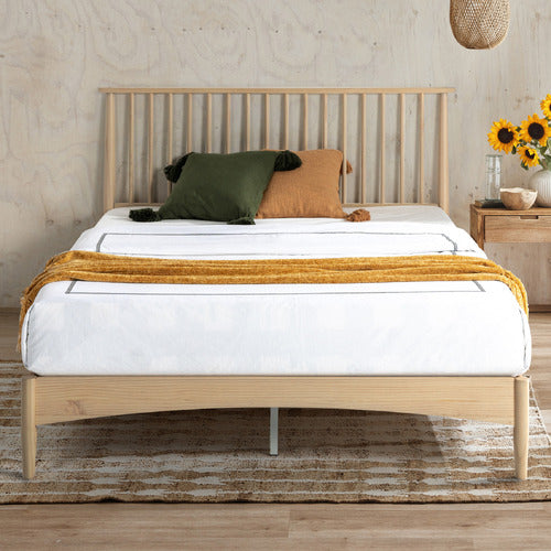 WHITE WASHED LIAM PINE WOOD BED