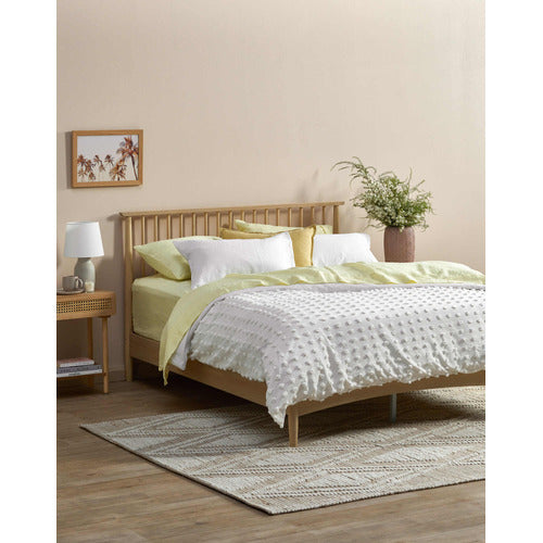 WHITE WASHED LIAM PINE WOOD BED