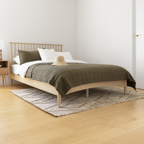 WHITE WASHED LIAM PINE WOOD BED
