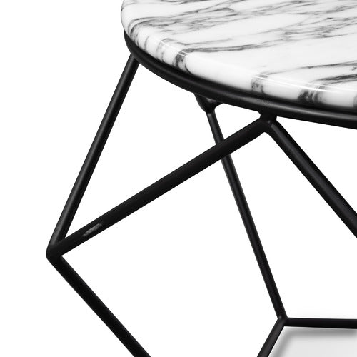 HARPER & HINDLEY WHITE & BLACK MAURICE MARBLE-TOP COFFEE TABLE