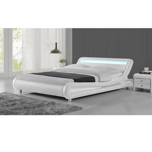 MIKASA FURNITURE WHITE AURELIUS BED FRAME WITH LED LIGHT