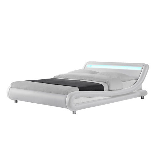 MIKASA FURNITURE WHITE AURELIUS BED FRAME WITH LED LIGHT