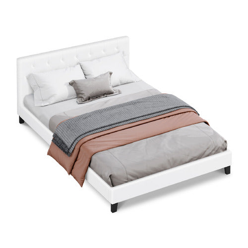 HOXTON ROOM WHITE VERNON FAUX LEATHER BED FRAME