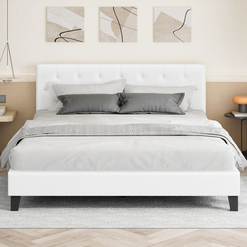 HOXTON ROOM WHITE VERNON FAUX LEATHER BED FRAME