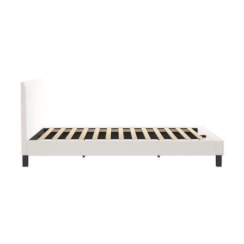 LIVING FUSION WHITE QUITON BOUCLE PLATFORM BED