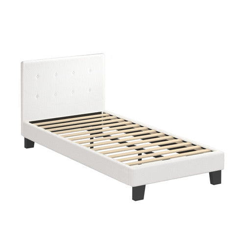 LIVING FUSION WHITE QUITON BOUCLE PLATFORM BED