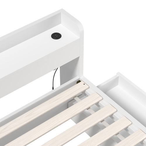 LIVING FUSION WHITE CASSANDRA BED WITH USB PORT & DRAWERS