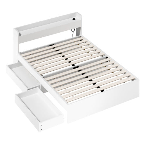 LIVING FUSION WHITE CASSANDRA BED WITH USB PORT & DRAWERS