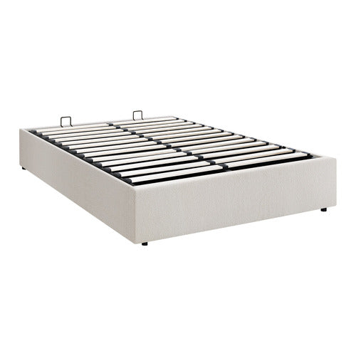 LIVING FUSION WHITE SERAPHINE BOUCLE GAS LIFT BED BASE