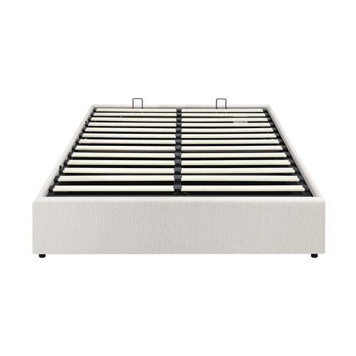 LIVING FUSION WHITE SERAPHINE BOUCLE GAS LIFT BED BASE