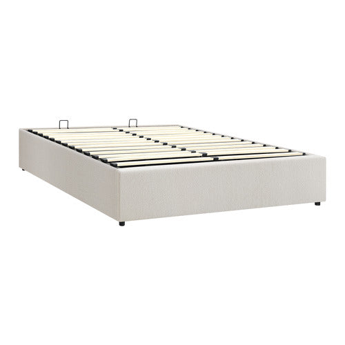 LIVING FUSION WHITE SERAPHINE BOUCLE GAS LIFT BED BASE
