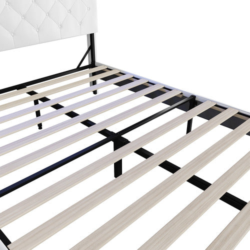 LIVING FUSION WHITE VINIE FAUX LEATHER BED WITH LED