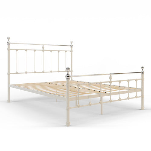RAWSON & CO WHITE & CHROME ELIZABETH STEEL BED