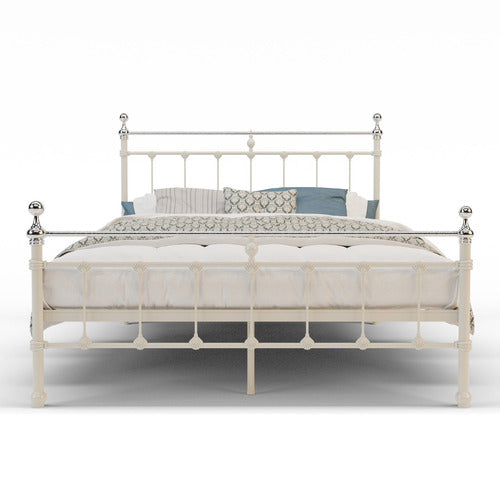 RAWSON & CO WHITE & CHROME ELIZABETH STEEL BED