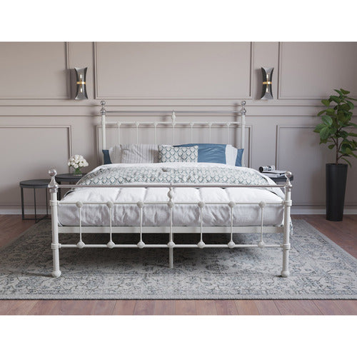 RAWSON & CO WHITE & CHROME ELIZABETH STEEL BED