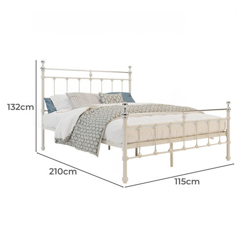RAWSON & CO WHITE & CHROME ELIZABETH STEEL BED