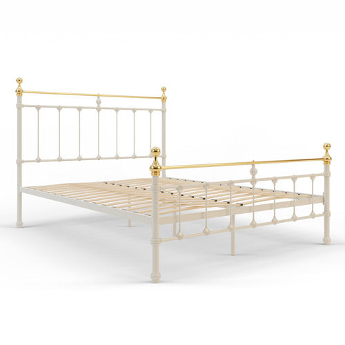 RAWSON & CO WHITE & GOLD ELIZABETH STEEL BED