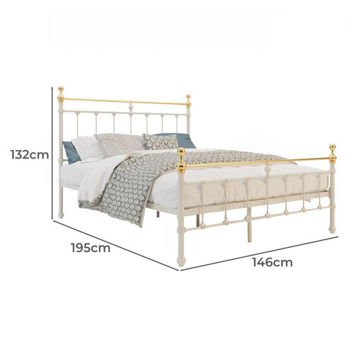 RAWSON & CO WHITE & GOLD ELIZABETH STEEL BED