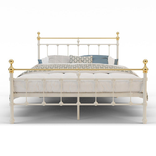 RAWSON & CO WHITE & GOLD ELIZABETH STEEL BED