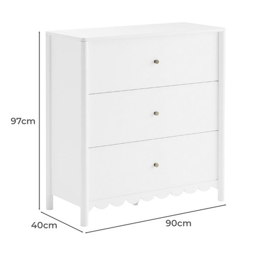 MADDISON LANE WHITE AMELIE 3 DRAWER CHEST