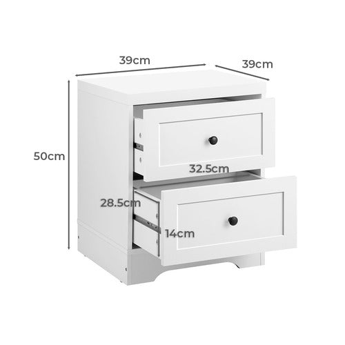 LIVING FUSION WHITE AURORA 2 DRAWER BEDSIDE TABLE