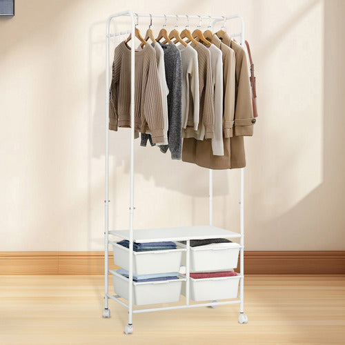 OAKLEIGH HOME WHITE DREVAN CLOTHING RACK WITH STORAGE