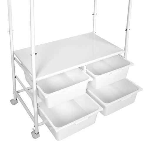 OAKLEIGH HOME WHITE DREVAN CLOTHING RACK WITH STORAGE
