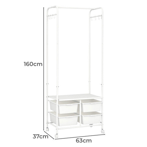 OAKLEIGH HOME WHITE DREVAN CLOTHING RACK WITH STORAGE