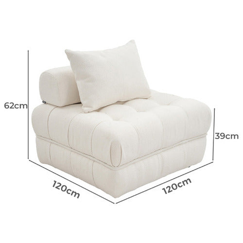 EVER DREAMING LIVING WHITE ELLA 120CM BOUCLE LOUNGE CHAIR