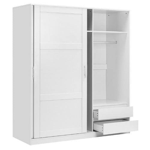 CORE LIVING WHITE MORANA 2 DRAWER SLIDING DOORS WARDROBE