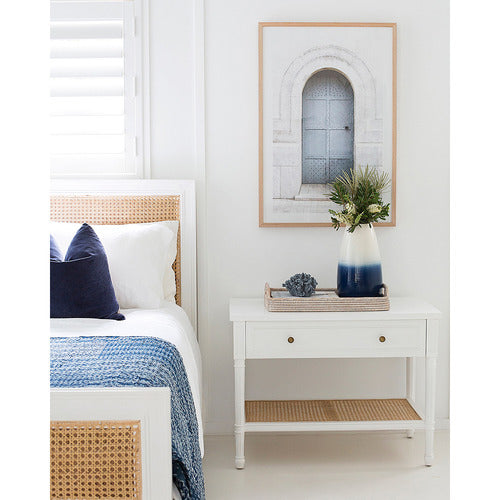 LILA INTERIORS WHITE HAMILTON 91CM BEDSIDE TABLE