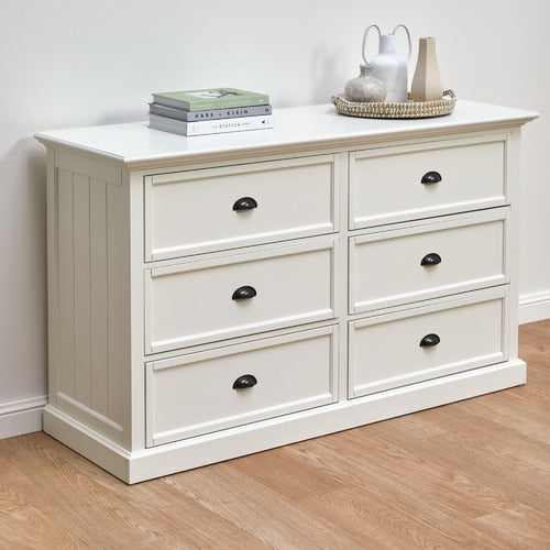 WHITE HAMPTONS 6 DRAWER CHEST